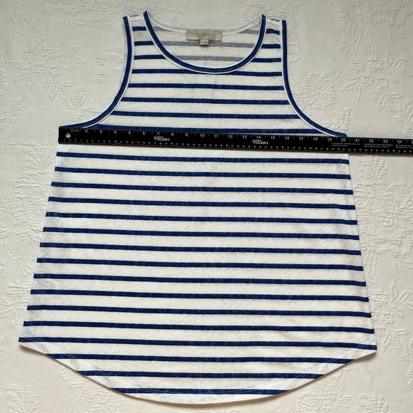 NWT LOFT Stripe Cotton Blend Racerback Tank Top Size L - Picture 8 of 10